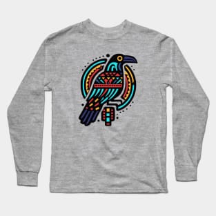 Raven Bird, Aztec Tribal Design Long Sleeve T-Shirt